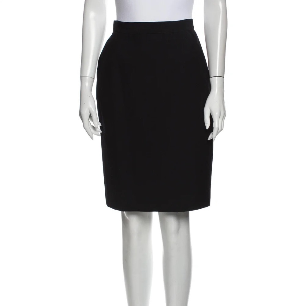 VALENTINO Vintage Wool Black Knee-Length Pencil Skirt